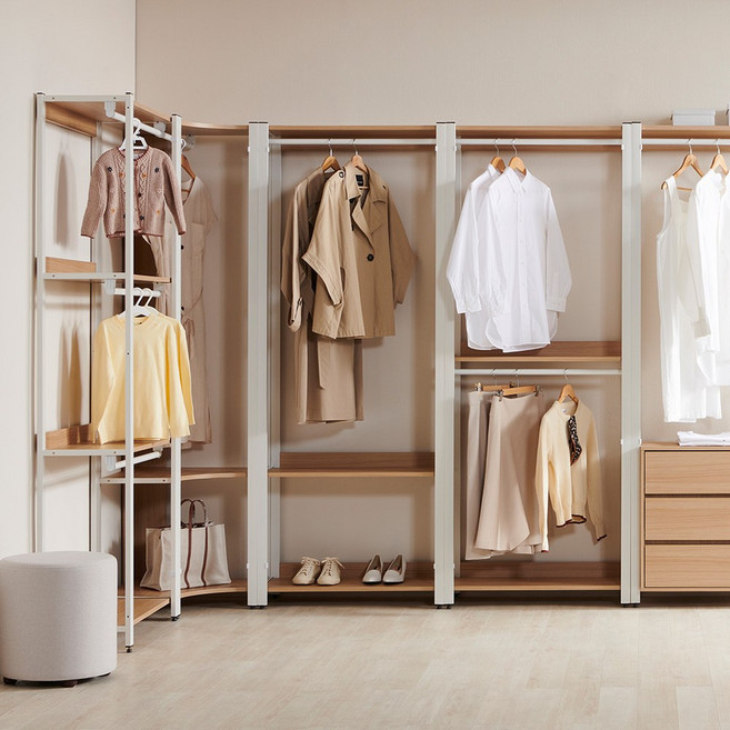 [국내생산 친환경마감재][전문기사설치] 아이언 철제 드레스룸 행거 시스템행거 세트 1600 2400 3200 3800, 3. 블랙그레이