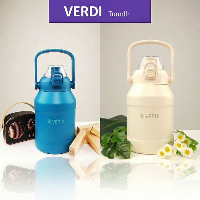 베르디 1100ml 대용량 텀블러1+1, 1세트, 블루+아이보리