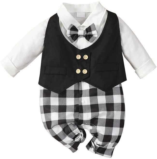 JoyBaby 長袖連身衣 寶寶西裝 包屁衣 新生兒爬服 禮服