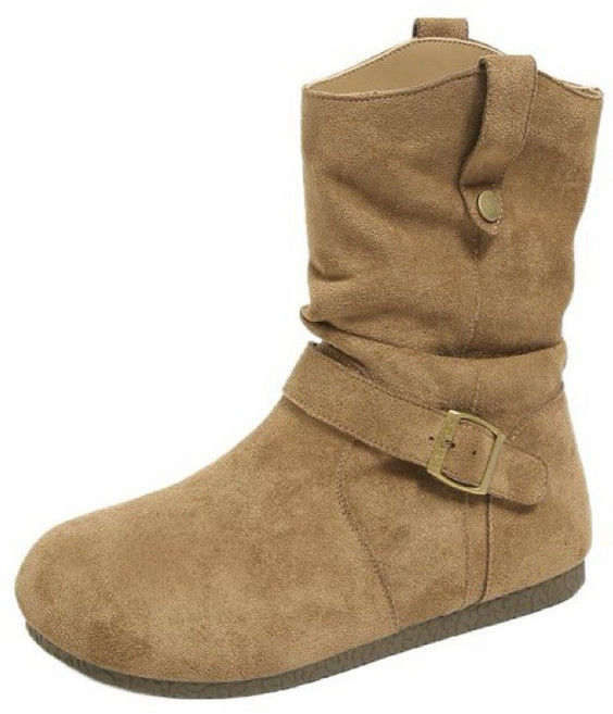 復古絨面中筒雪靴 韓版平底短靴