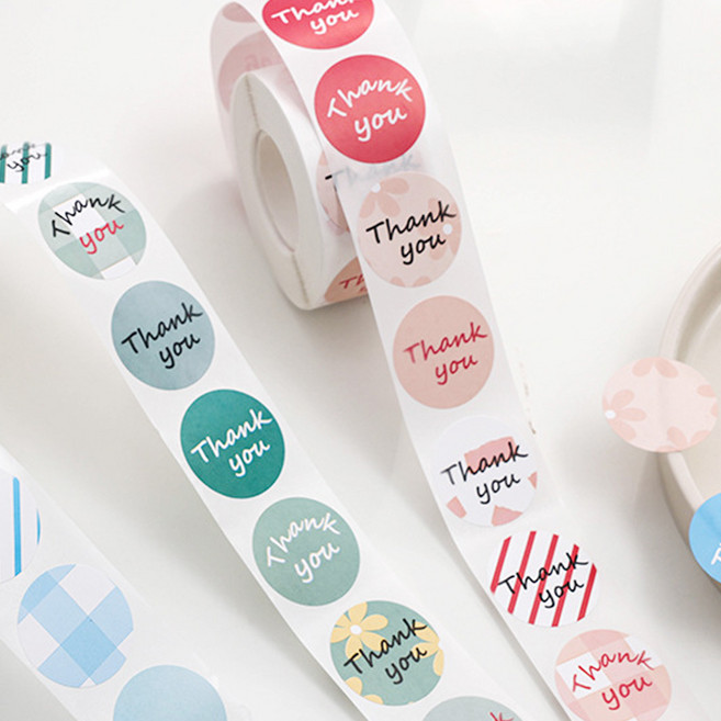 예쁜 감사 땡큐 포장 답례 스티커 38mm 250매 X 3종, 38mm 250매 X 3종 1세트
