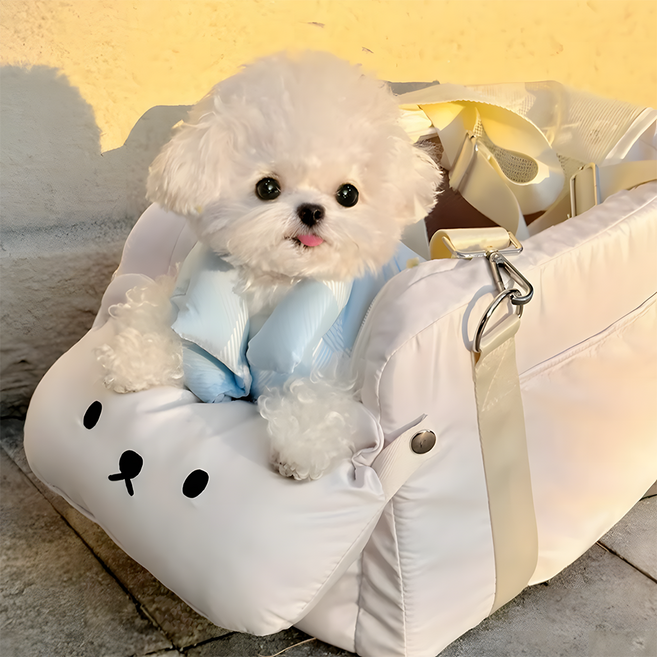 조하펫 강아지 카시트 콘솔 소형 이동가방, 1개, 화이트