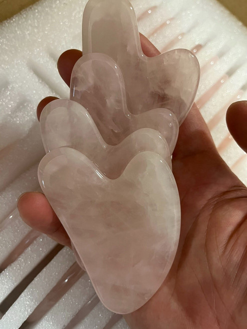 粉水晶 玉石 刮痧板 臉部美容 提拉 滾輪, 1個, 如圖所示