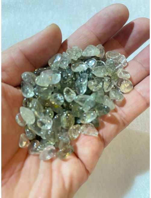 JOSEPH藝品 開運能量碎石 多款水晶選擇 白水晶 紫水晶 粉晶 東陵玉 黑曜石 琥珀 碧璽綠髮, 【碧璽綠髮】7-9mm大顆粒/100g