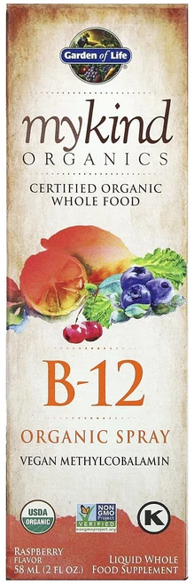 Garden of Life MyKind Organics B-12 유기농 스프레이 라즈베리 58ml(2fl oz), GardenofLifeMyKindOrganicsB12유, 1개, 58ml - 쿠팡