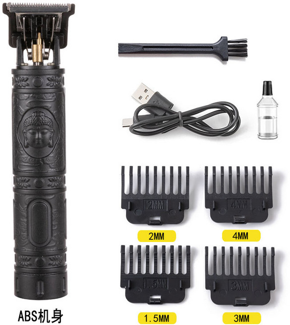 빈티지 전문 헤어 클리퍼 수염 Maquina T9 이발 기계 커팅 도매, Black B, 1개