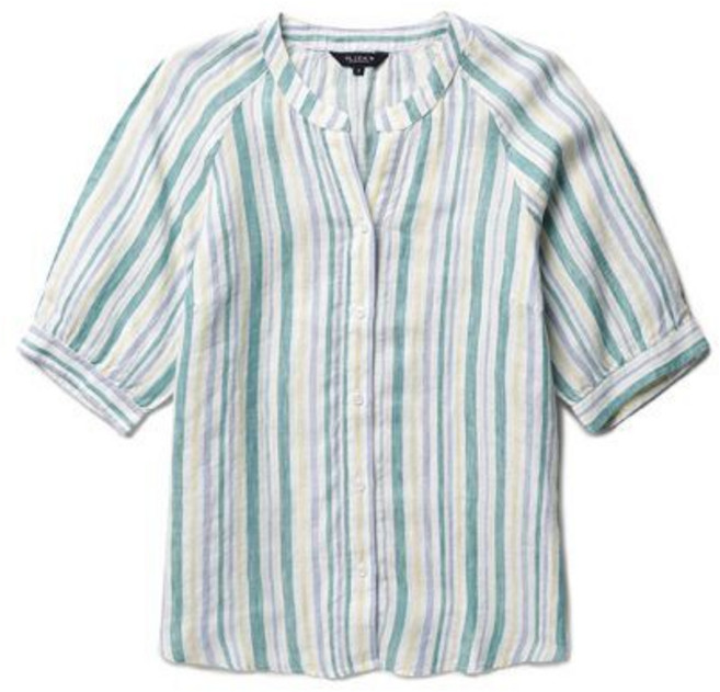 올젠 olzen 여성 린넨100 헨리넥 래글런 반팔 셔츠ZLE2WC2307