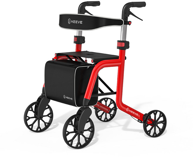 키브 특허받은 성인용 프리미엄 롤레이터 보행기 어르신 실버카 보조보행기 KV-2 레드, 1개