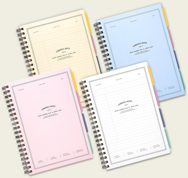 코넬 인덱스노트 4분류 인덱스 하드커버 트윈링 유선 과목 필기 학습 공시생 스프링 공책 120매, 8000코넬인덱스노트 블루