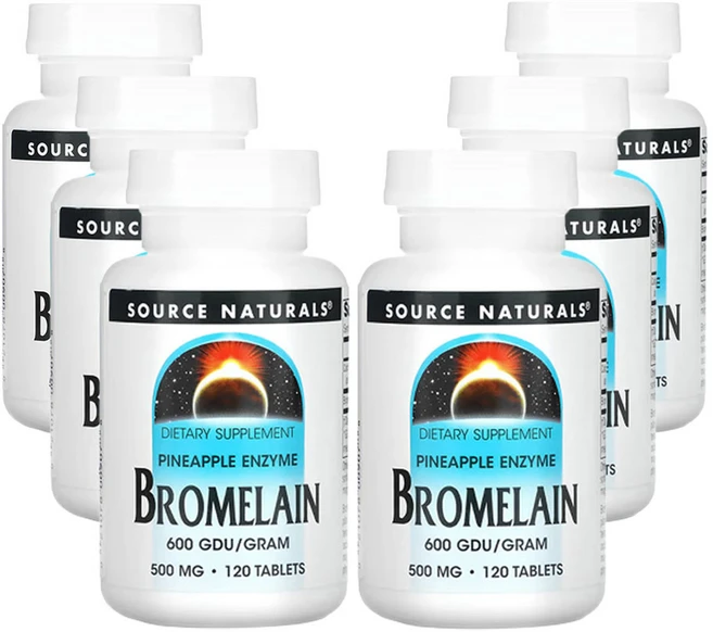 소스네츄럴스 브로멜라인 600GUD/g 500mg 120정, 6개 - 쿠팡