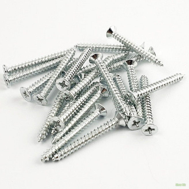 접시머리피스 4x20mm 백색 가구 목공 목재 경첩 직결피스 평두 평평한 나사못