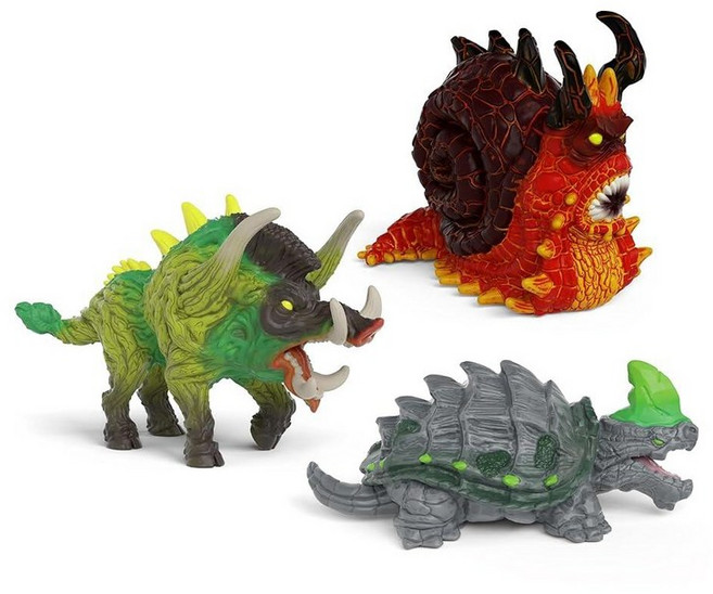 152437 Schleich Eldrador Creatures - 20.3cm(8인치) 아이스 드래곤 장난감 남아 및 여아용 움직일 수 있는 날개 액션 피규어 신화 생물 판타지, 3 PC Small Creature Bundle Pla