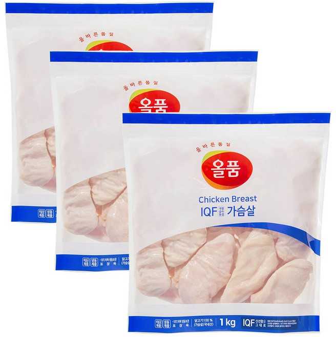 올품 IQF 통 닭가슴살 1kg, 3개