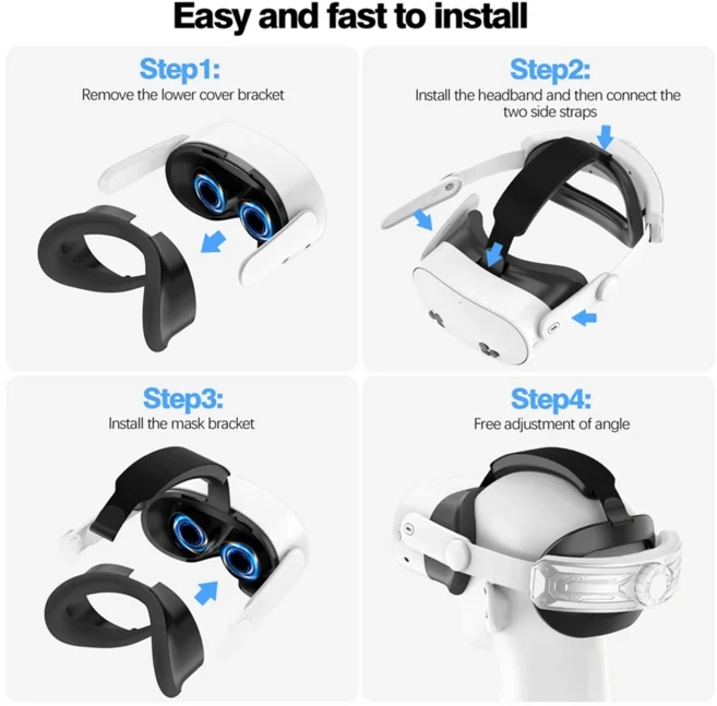 Quest 3S용 새 VR 헤드 스트랩 엘리트 조정 가능한 액세서리 Sliver, 01 Silver, 1개