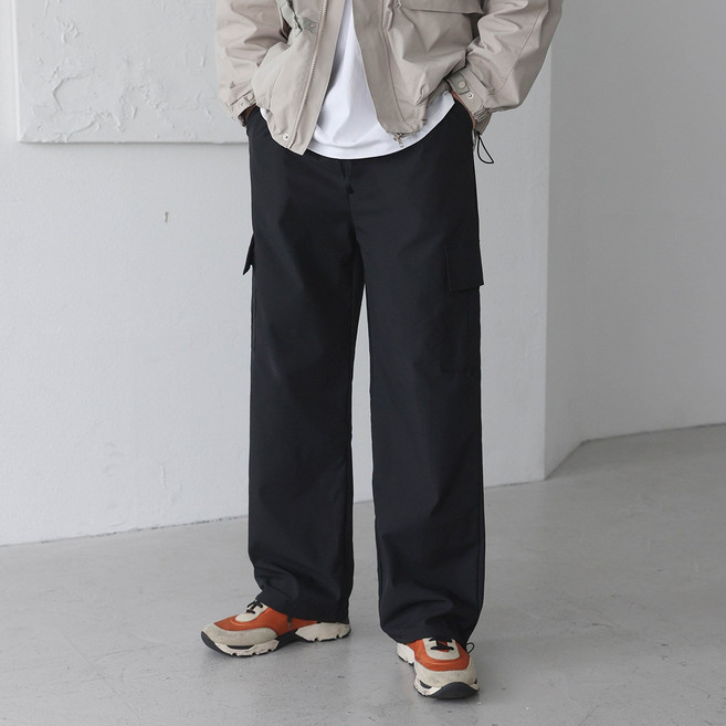 베이직바이블 남자 카고팬츠 스트링 와이드 조거 남여공용 밴딩 바지(6color)