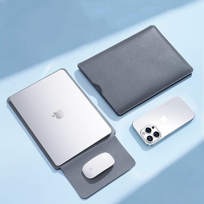 태블릿 노트북 파우치 심플 솔리드 노트북 파우치 케이스 + 마우스 패드 겸용ZZQ, 1개, 블랙