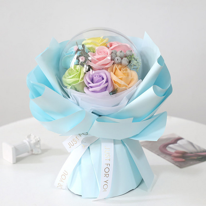 玫瑰花透明波波球手捧花送女友生日禮物香皂花花束香氛花藝永生花, 2761 3:1個