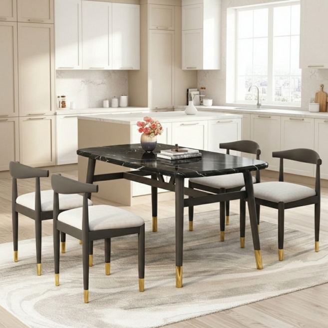 태영스토어 홈 인테리어 4인 식탁 테이블, 4인용, 마블블랙