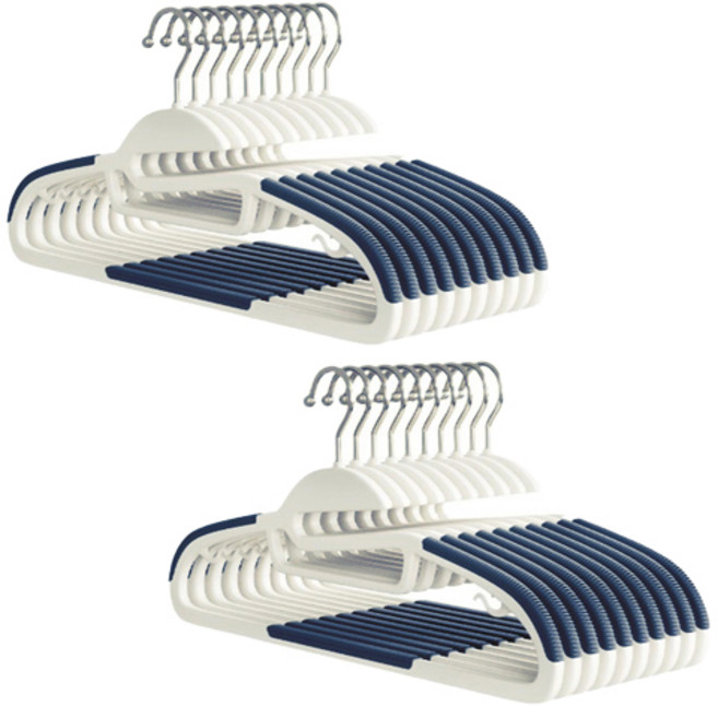 일상가 고리회전되는 목늘어남방지 투톤라운드 논슬립 어깨뿔방지 옷걸이, 20개, 네이비