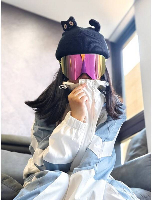 다른 사람들 스노우보드 헬멧 커버 모자 장식용 귀여운 승마 휠링 싱글 및 더블 보드 쉴드, 01. 라지, 07. 검은 고양이 [ 프리 사이즈 ] 헬멧 바이저 미