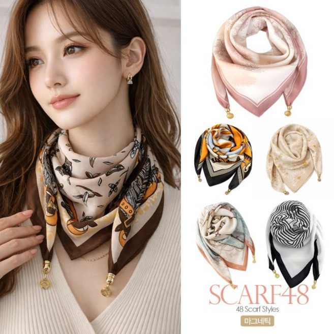 [2+1 이벤트] 여성 퀵핏 자석 쁘띠 스카프 봄 가을 데일리 목스카프