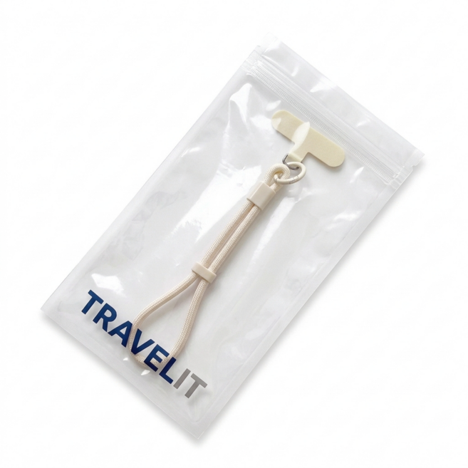 트래블잇 낙하 도난 방지 핸드폰 스트랩, 1개, 아이보리