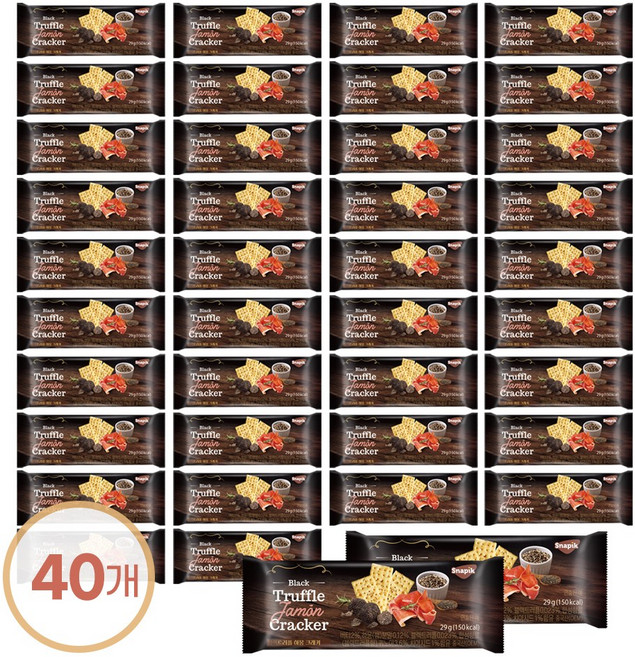 Snapik 블랙 트러플 하몽 크래커 고급 스낵 맥주 와인 안주 과자, 29g, 40개
