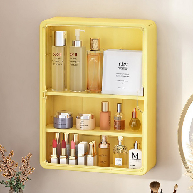 HK sell 루미하임 무타공 다용도 벽걸이형 수납함 뷰티박스 화장품 피규어 정리함, 1개