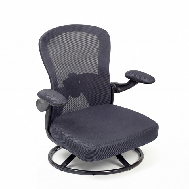 Claiks 1인용 좌식 의자 회전형 인체공학 메쉬 의자 가죽 허리쿠션 공부 게임 사무용, 1개, 다크 그레이