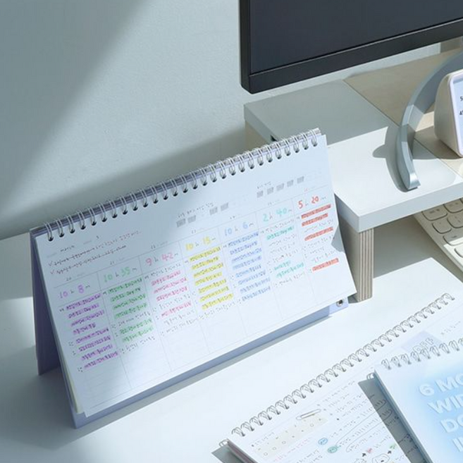 탁상형 스탠드 주간 플래너 스터디 업무 데스크 스케줄러, 핑크