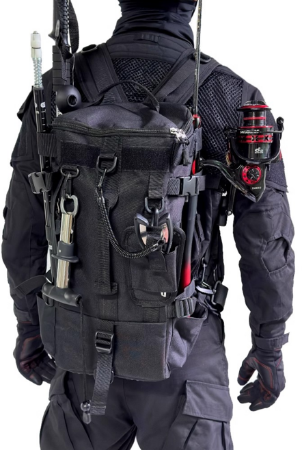 하마피싱 대용량 루어가방 백팩 방수 낚시가방, 블랙