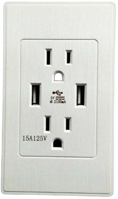 台規USB插座面板 三孔電源, 1個