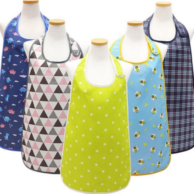 방수 앞치마 일회용 요양원 턱받이 성인 앞치마 주방 식당 병원 어르신 미용, 손님용 찍찍이 앞치마, 스트라이프(블루)