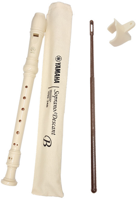 야마하 리코더 YRS-24B 바로크식 리코더 필수 패키지 + 소지봉 + 엄지 받침대, 1개