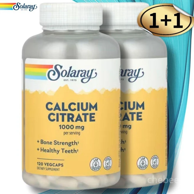 Solaray Calcium Citrate 솔라레이 칼슘 시트레이트 1000mg 120베지캡스 2팩, 2개, 120정 - 쿠팡