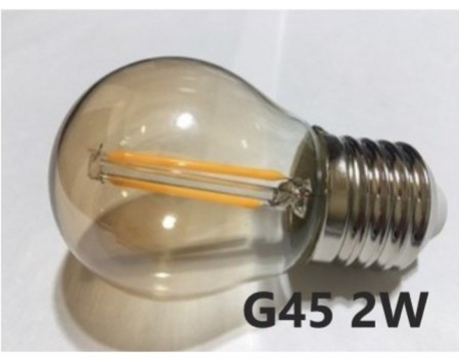 G45 LED 燈泡 2W/4W E27 燈頭 復古鎢絲燈泡, 1個, 4W(黃光)(電鍍玻璃)