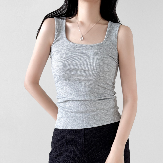 제너럴에이 스퀘어넥 골지 나시티 스판 민소매 이너 슬리브리스