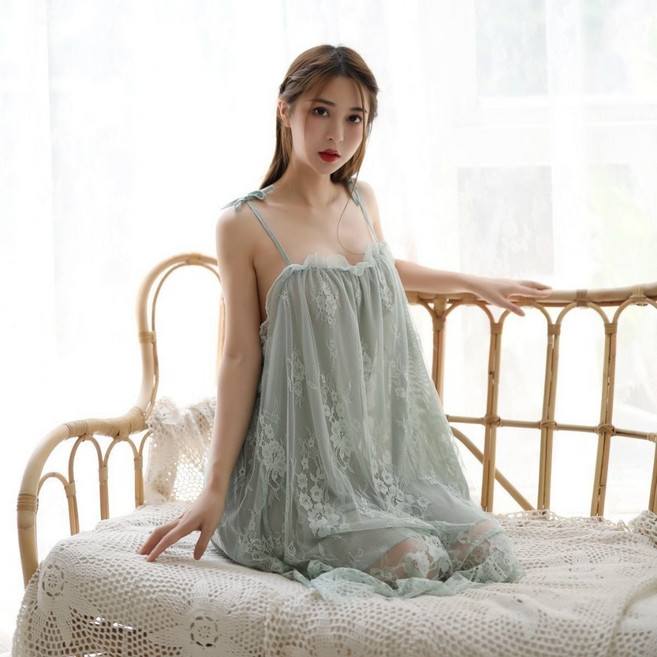 網紗吊帶睡裙 女 夏季薄款 透氣純欲風 大尺碼家居服