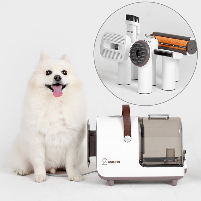 아란펫 반려동물 털관리 강아지 고양이 미용 청소기 올인원 진공 청소기 세트, 1세트, 화이트