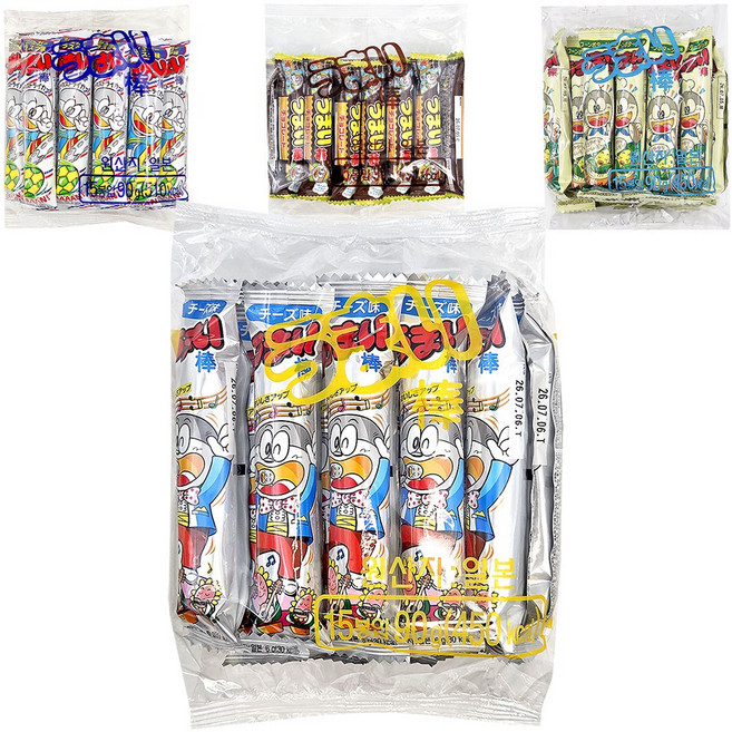 우마이봉 4종 치즈맛 15개 + 콘포타지맛 15개 + 슈가러스크맛 15개 + 초코맛 15개 (총 60개), 360g, 1세트