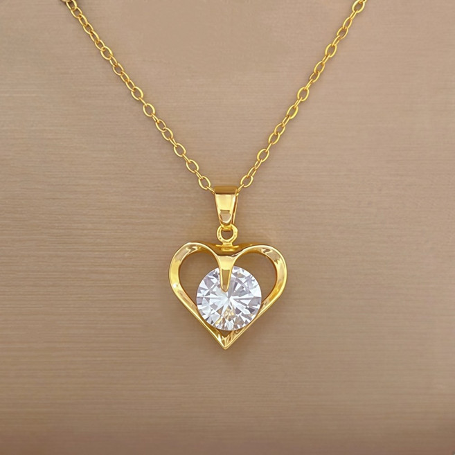 Seolvia 18K 도금 하트 목걸이 데일리 골드 포인트 주얼리 ZSW-02