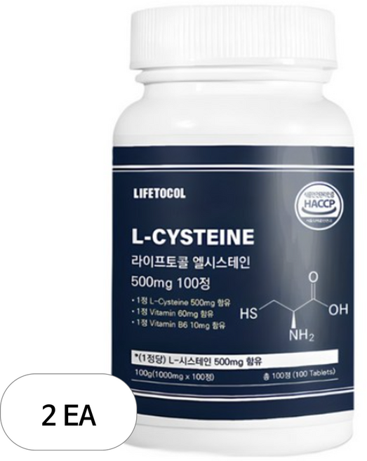 라이프토콜 엘시스테인 500mg, 100정, 2개