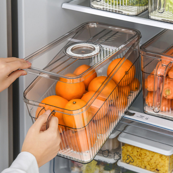 CKLIVING 냉장고정리용기 트레이 냉동실 보관용기 식약처인증제품, 투명브라운, 1개