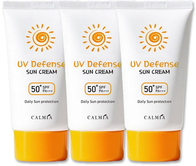 칼미아 UV 디펜스 선크림 50ml x3개 SPF50+ PA+++ / 백탁없는 저자극 썬크림, 3개