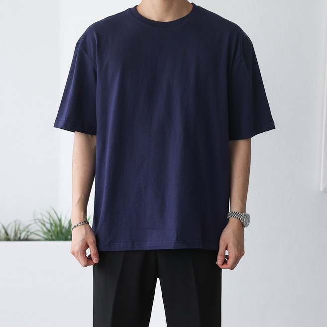 베이직바이블 라운드 무지 반팔 오버핏 빅사이즈 티셔츠 텐타덤블 줄지않는 워싱 남성 여성 남여공용