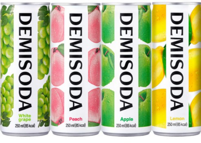 데미소다 애플 피치 청포도 레몬 4종 혼합 x 30캔, 1세트, 250ml