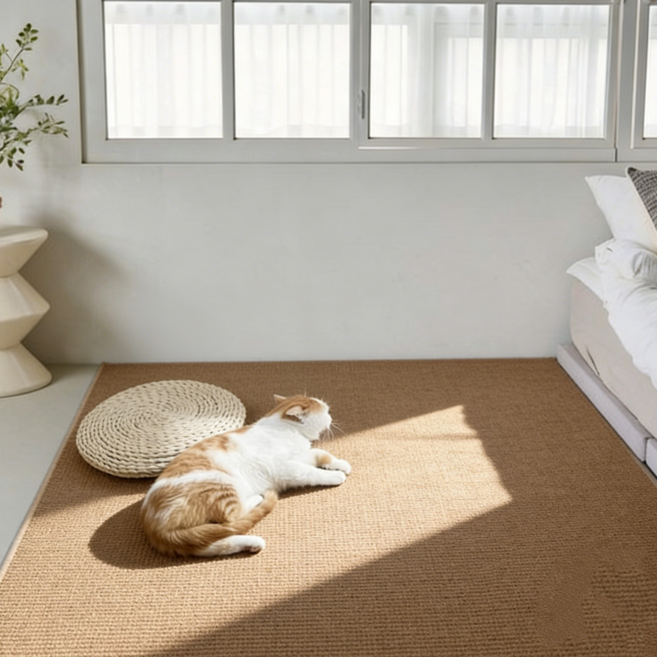 헤이만바 고양이 평판형 스크래쳐 강아지 미끄럼방지 논슬립 초특대형 거실매트 사계절, 1개, 다크브라운