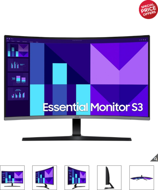 삼성전자 에센셜 커브드 모니터 S39GD 곡면 주사율 100Hz, LS27D390GAKXKR, 68.6cm