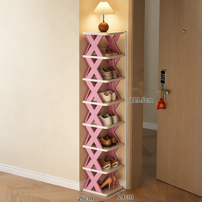 튼튼한 신발장 신발 정리대 간편설치 멀티 공간활용, 8단, 핑크색