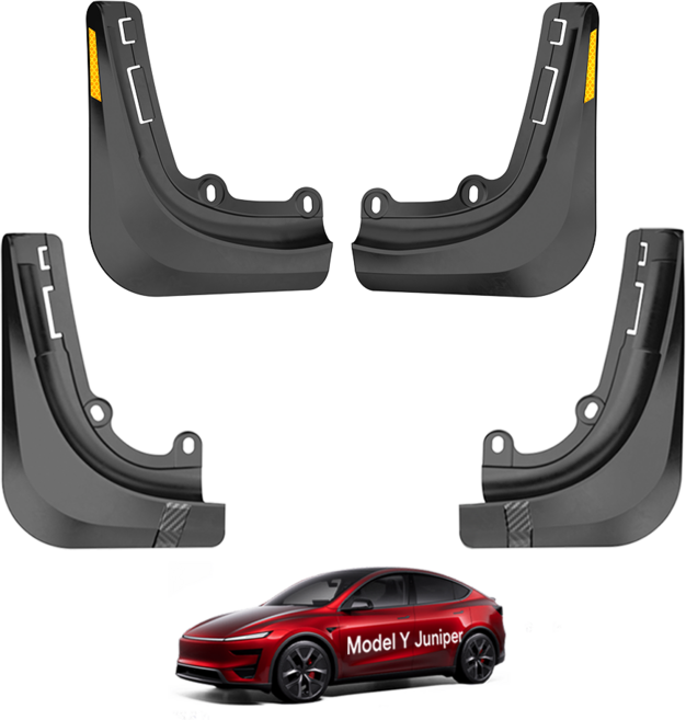 Vihimai 테슬라 모델Y 주니퍼 모델3 하이랜드 호환 머드 플랩 노 테이프 전천후 보호 구멍 뚫을 필요 없음 2026 프리미엄, 1세트, 검은색